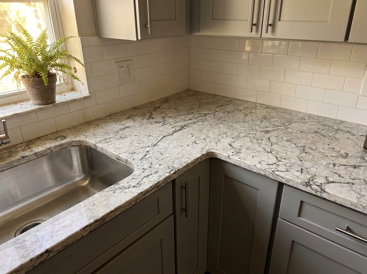 The same kitchen counter, spotless and clean after an Integra Cleaning visit
